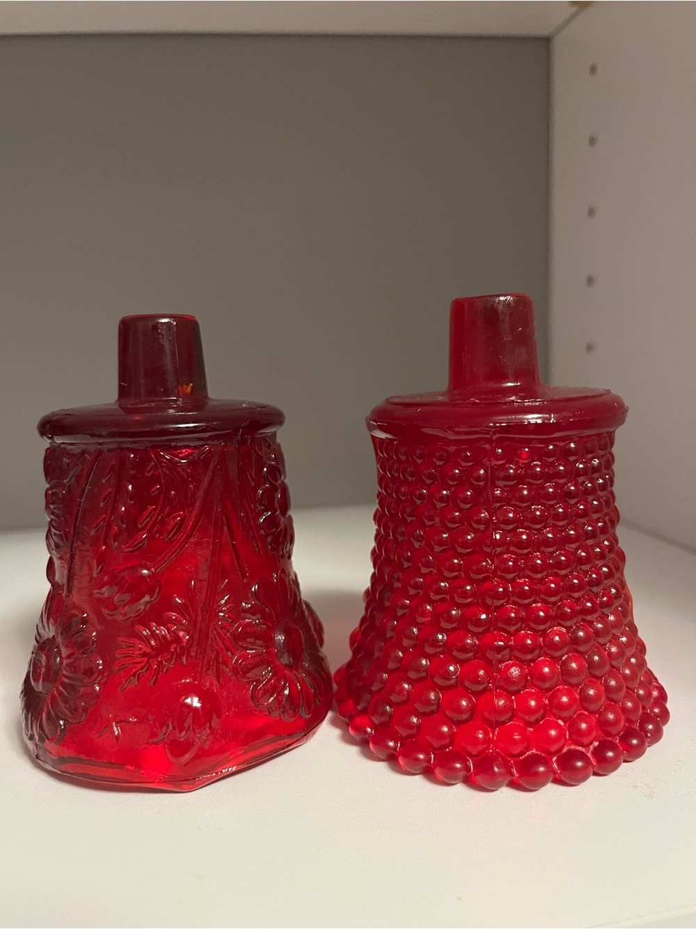 Vintage Homco 70s Ruby Red Hobnail Voltive Glass- Set of 2